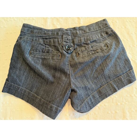 One Love Gray Denim Shorts – Size 4 – Button Front, Cuffed Hem, Paisley Lining - Picture 2 of 6